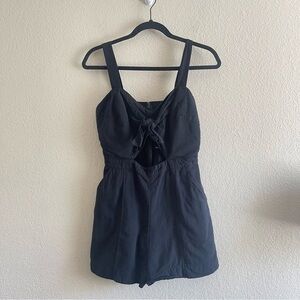 Abercrombie & Fitch Black Linen Lined Tie Front Romper Summer Womens Size 4